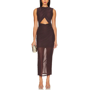 Misha Elegant Brown Sleeveless Dress